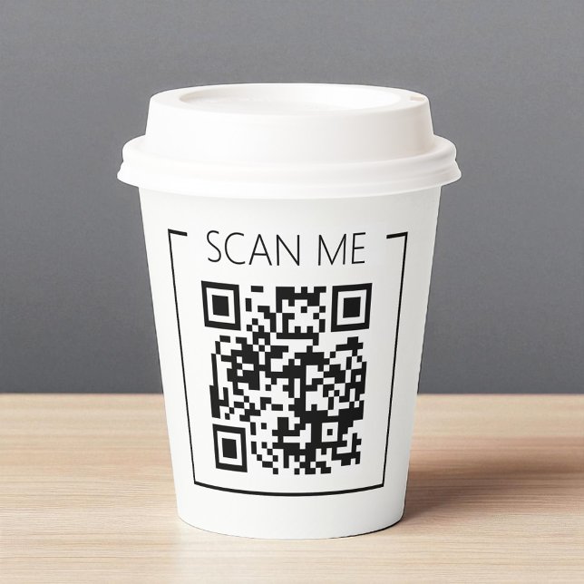 Minimalist QR Code Scan Me Business Pappbecher (Von Creator hochgeladen)