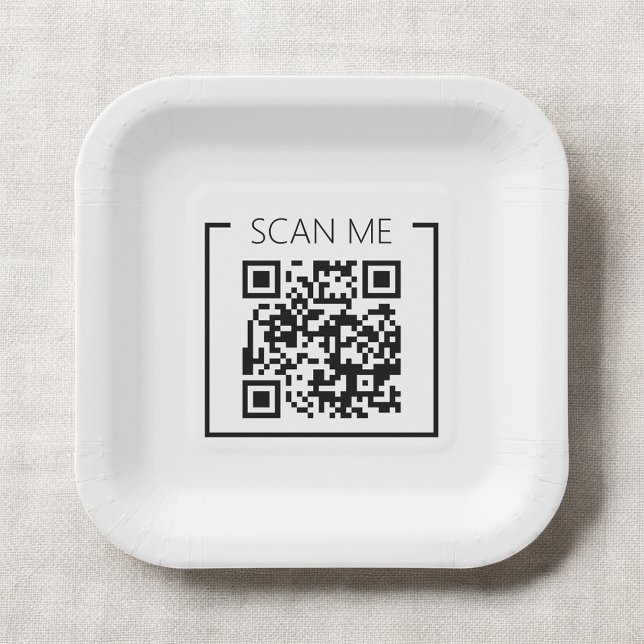 Minimalist QR Code Scan Me Business Pappteller (Von Creator hochgeladen)