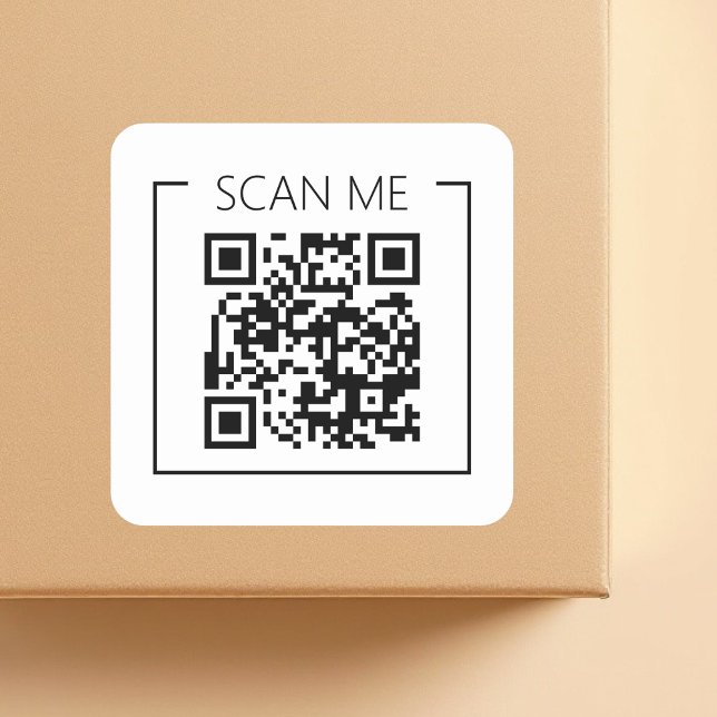 Minimalist QR Code Scan Me Business Quadratischer Aufkleber (Von Creator hochgeladen)