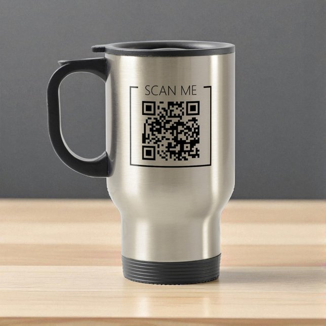 Minimalist QR Code Scan Me Business Reisebecher (Von Creator hochgeladen)