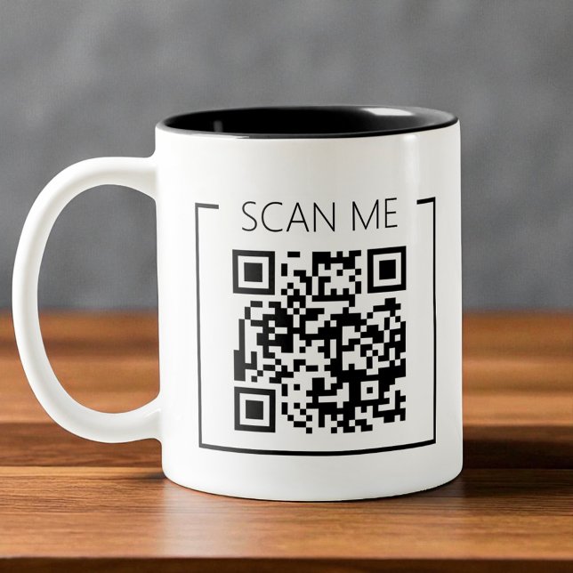 Minimalist QR Code Scan Me Business Zweifarbige Tasse (Von Creator hochgeladen)