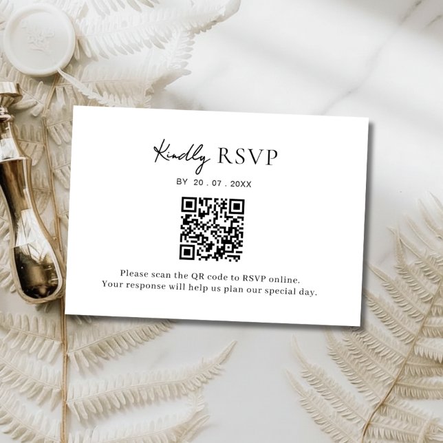 Minimalist QR Code Wedding RSVP Card (Von Creator hochgeladen)