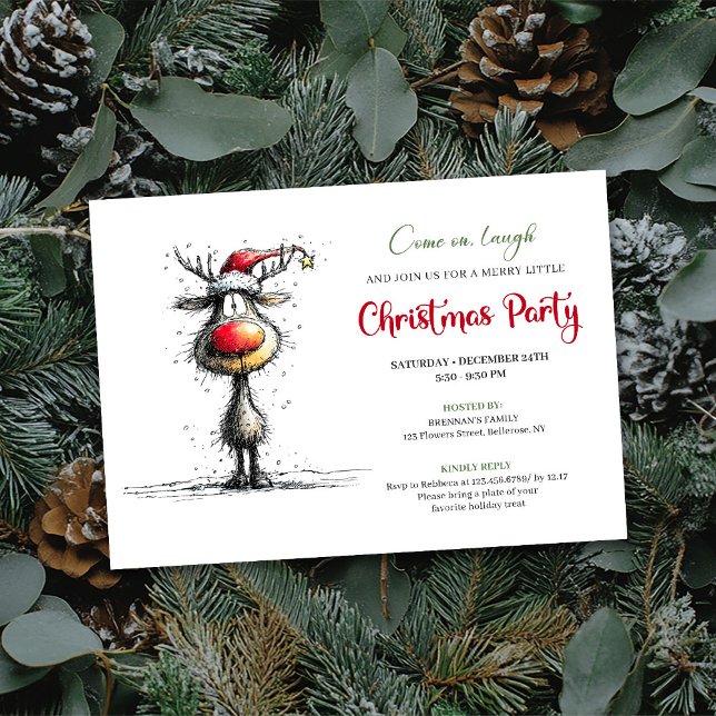 Minimalist quirky reindeer holiday party invite einladung (Minimalist quirky reindeer holiday party invite

)