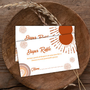 Minimalist Rainbow Boho Diaper Raffle Baby Dusche Begleitkarte