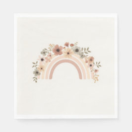 Minimalist Rainbow Floral Arch Birthday Party Serviette