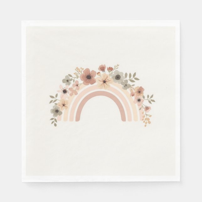 Minimalist Rainbow Floral Arch Birthday Party Serviette (Vorderseite)