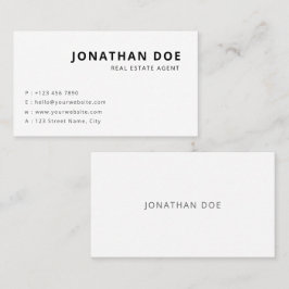 Minimalist Real Estate Agent Professional White Visitenkarte