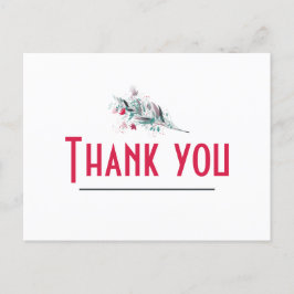 Minimalist Red and White Floral Thank you Card Postkarte