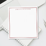 Minimalist Red Monogram Two Border Notizblock<br><div class="desc">Create your own personalized notepads with red elegant chic typography monogram name and two border line design.</div>