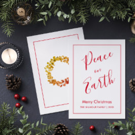 Minimalist|Red Peace on Earth Christmas Card Einladung
