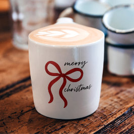 Minimalist Red Ribbon Bow Merry Christmas Espressotasse