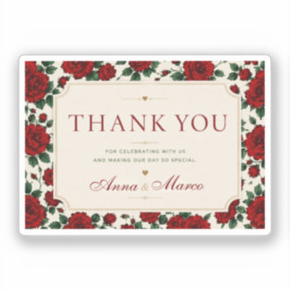Minimalist Red Rose Elegant Floral Classic Rose Aufkleber