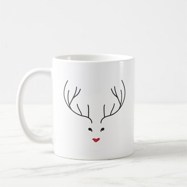 minimalist reindeer face kaffeetasse (Links)