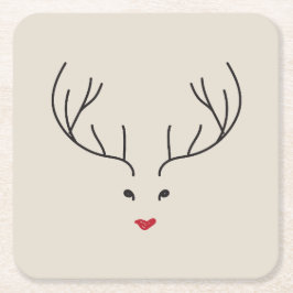 minimalist reindeer face rechteckiger pappuntersetzer