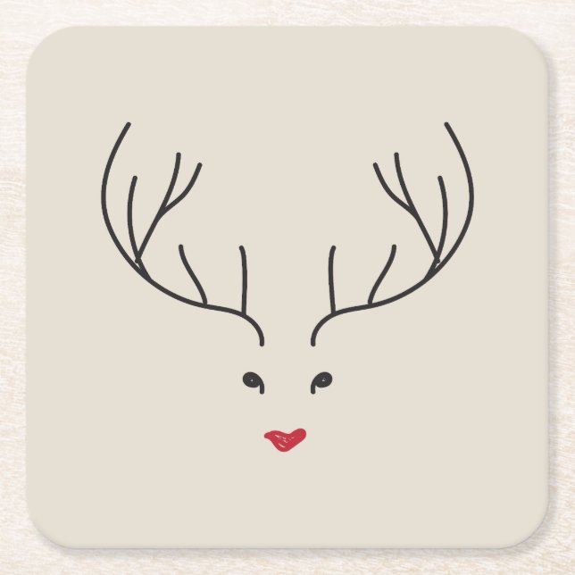 minimalist reindeer face rechteckiger pappuntersetzer (Vorderseite)