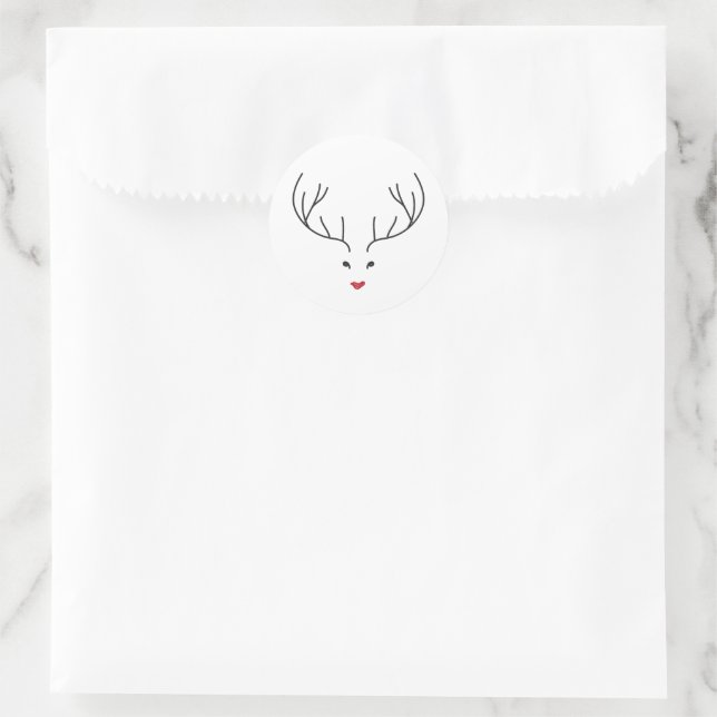 minimalist reindeer face runder aufkleber (Tasche)