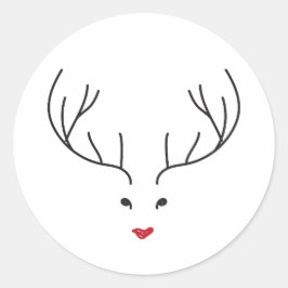 minimalist reindeer face runder aufkleber