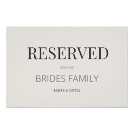 Minimalist ‘RESERVED’ Wedding Sign Warm Ivory Poster