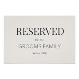 Minimalist ‘RESERVED’ Wedding Sign Warm Ivory Poster
