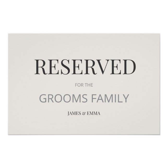 Minimalist ‘RESERVED’ Wedding Sign Warm Ivory Poster (Vorderseite)
