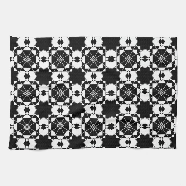 Minimalist retro check pattern – Monochrome design Geschirrtuch (Horizontal)