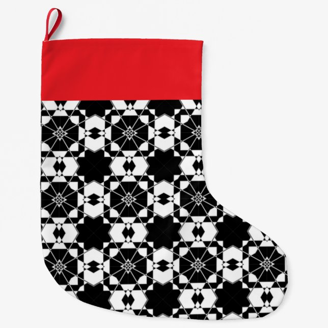 Minimalist retro check pattern – Monochrome design Großer Weihnachtsstrumpf (Vorderseite)