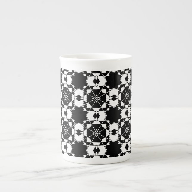 Minimalist retro check pattern – Monochrome design Prozellantasse (Vorderseite)