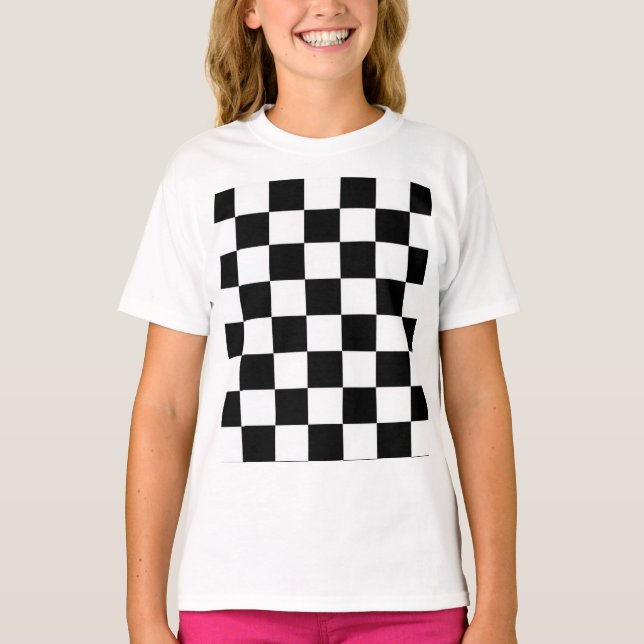 Minimalist Retro Checkered – Monochrome Streetwear T-Shirt (Vorderseite)