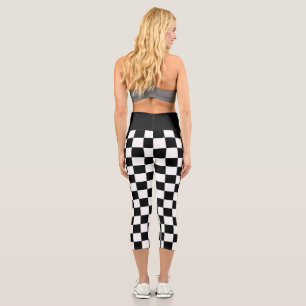 Minimalist Retro Kariert – Monochrome Streetwear Capri Leggings