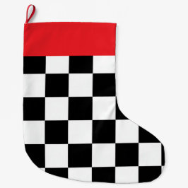 Minimalist Retro Kariert – Monochrome Streetwear Großer Weihnachtsstrumpf