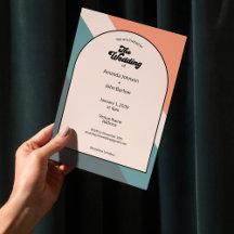 Minimalist Retro Orange Geometrische Hochzeit Der