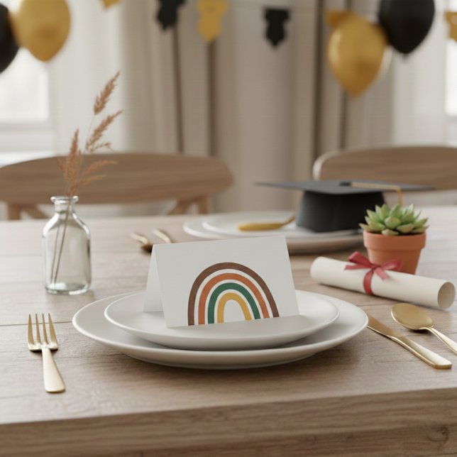 Minimalist Retro Rainbow Folded Table Place Card (Von Creator hochgeladen)