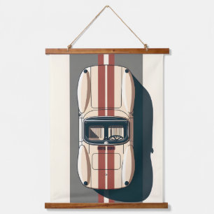 Minimalist Retro-Rennstreifen für Autos Wandteppich Mit Holzrahmen