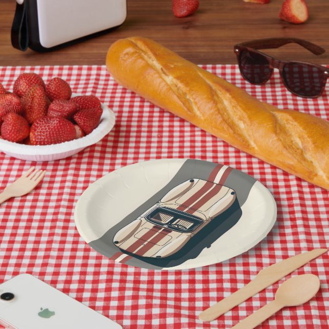Minimalist Retro-Rennwagenstreifen Pappteller (Picknick)