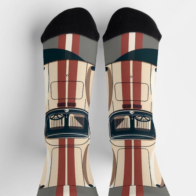 Minimalist Retro-Rennwagenstreifen Socken (Oben)