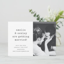 Minimalist Retro Typewriter White Wedding Photo