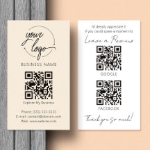 Minimalist Review Request with QR Code Chic Creamy