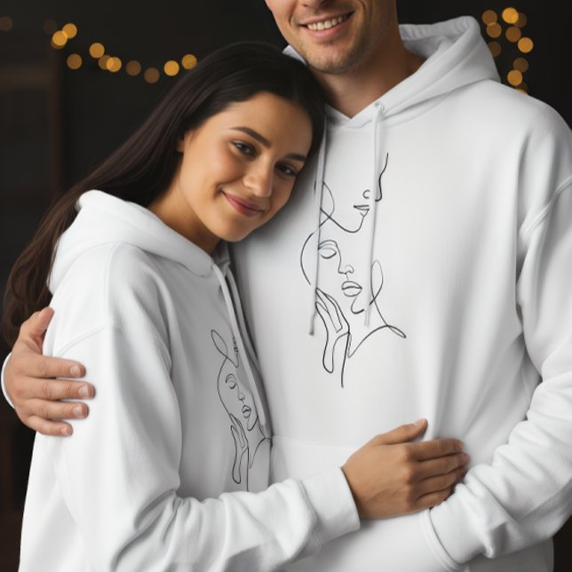 Minimalist Romantic Line Art Couple Hoodie (Von Creator hochgeladen)