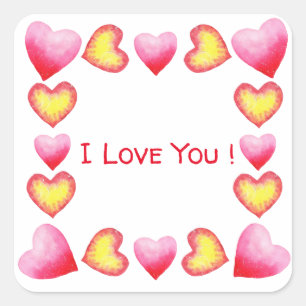 Minimalist Romantisch Ich liebe dich Valentinsta Quadratischer Aufkleber