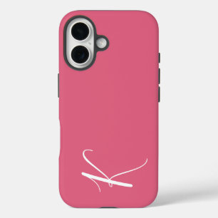 Minimalist Rosa mit Initiale  iPhone 16 Hülle