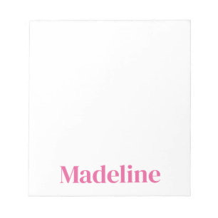 Minimalist Rosa Personalisierter Name Notizblock