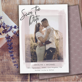 Minimalist rosafarben & Foto Save-the-Date-Hochzei Save The Date