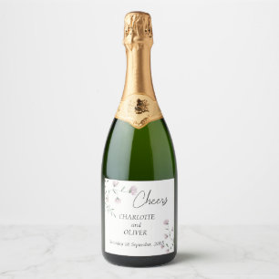 Minimalist rosafarbenes florales Champagner-Flasch
