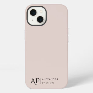 Minimalist rosafarbenes individuelles Monogramm iPhone 13 Hülle