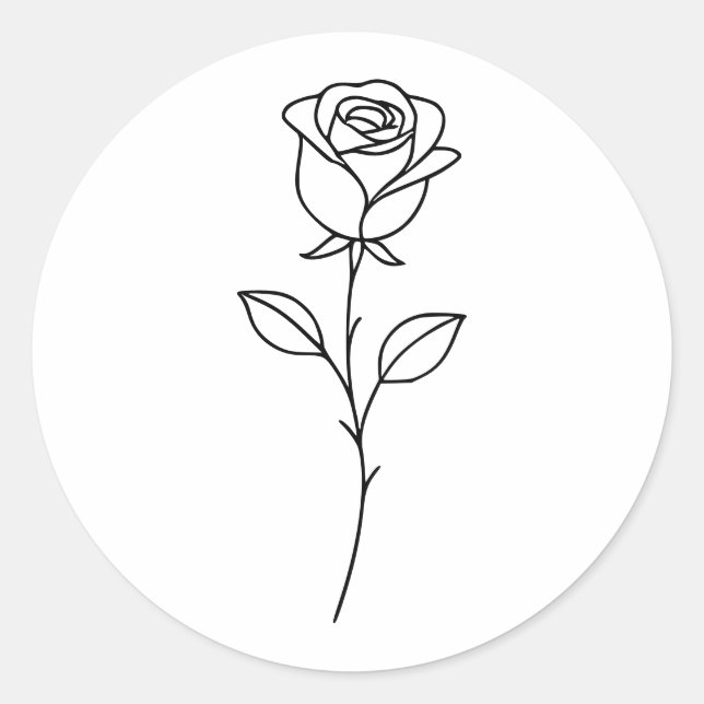 Minimalist Rose Botanical Line Art Runder Aufkleber (Vorderseite)