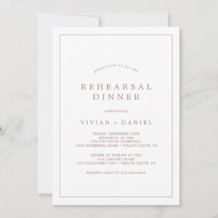 Minimalist Rose Gold Typography Rehearsal Dinner Einladung