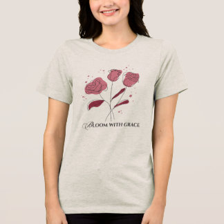 Minimalist Rose Line Art Floral Aesthetic Flowers Tri-Blend Shirt