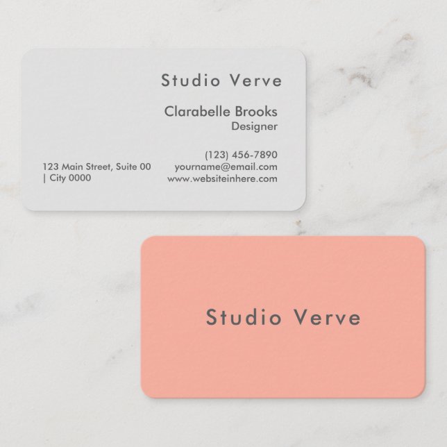 Minimalist Rosé Pink Grau Moderner Designer Einzig Visitenkarte (Vorne/Hinten)