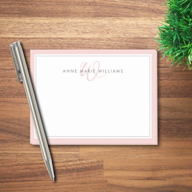 Minimalist Rosé-Schrift Zwei-Rahmen-Monogramm Post-it Klebezettel (Von Creator hochgeladen)