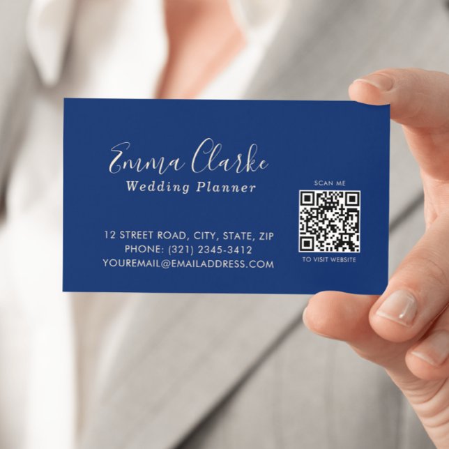 Minimalist  Royal Blue Scan Code Business Card Visitenkarte (Von Creator hochgeladen)